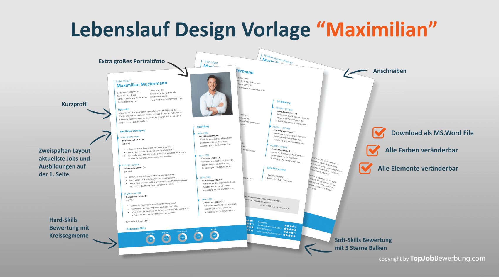 Professionelle Lebenslauf Design Vorlage "Maximilian"