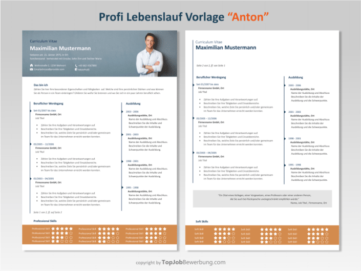 Lebenslauf DESIGN Vorlage für erfolgreiche Bewerbungen [ Download ]